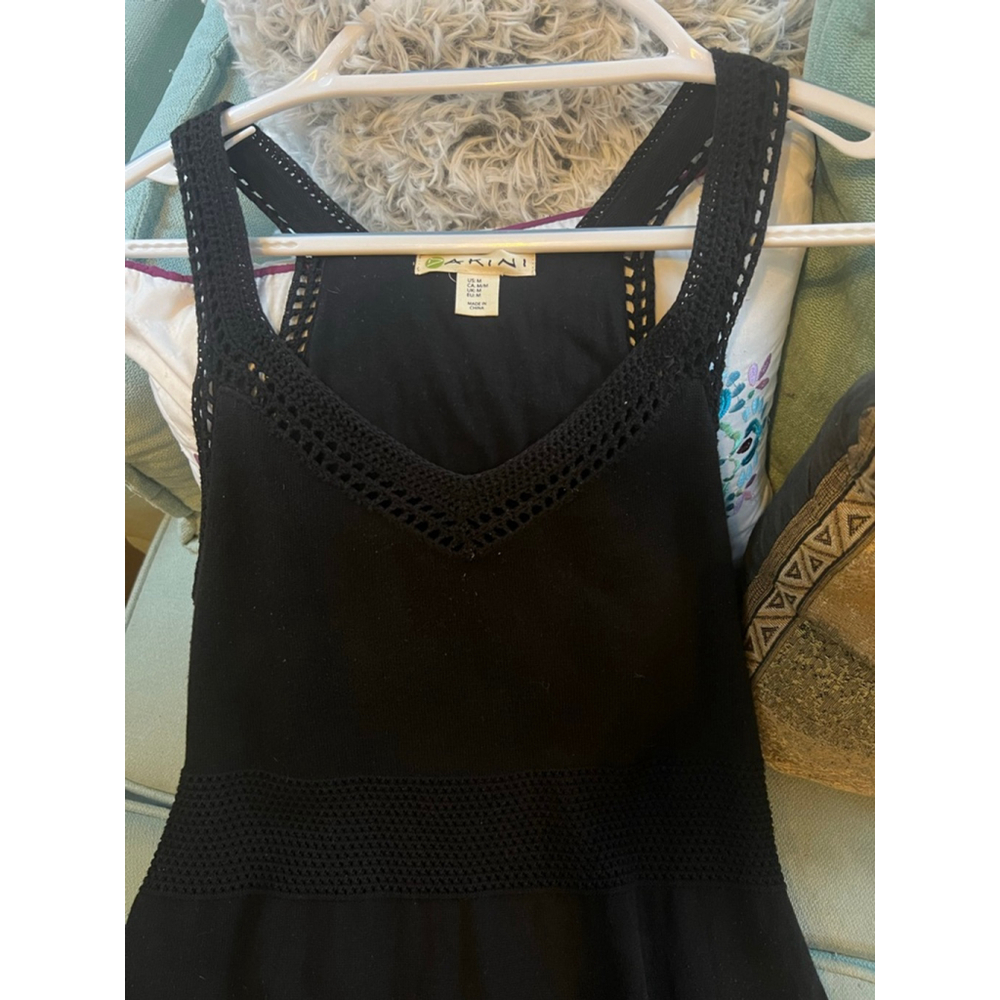 100% Cotton! Women's Dakini Black Crochet Knit Midi Dress M - Picture 2 of 6